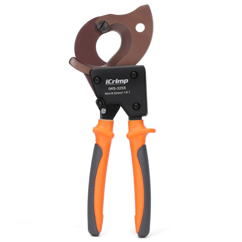 iCrimp Ratchet Cable Wire Cutter, Cuts Up to 32mm Diameter, Heavy-Duty Cable Cutter for Cutting Electrical Aluminum Copper and Multi-core Cables IWS-325S