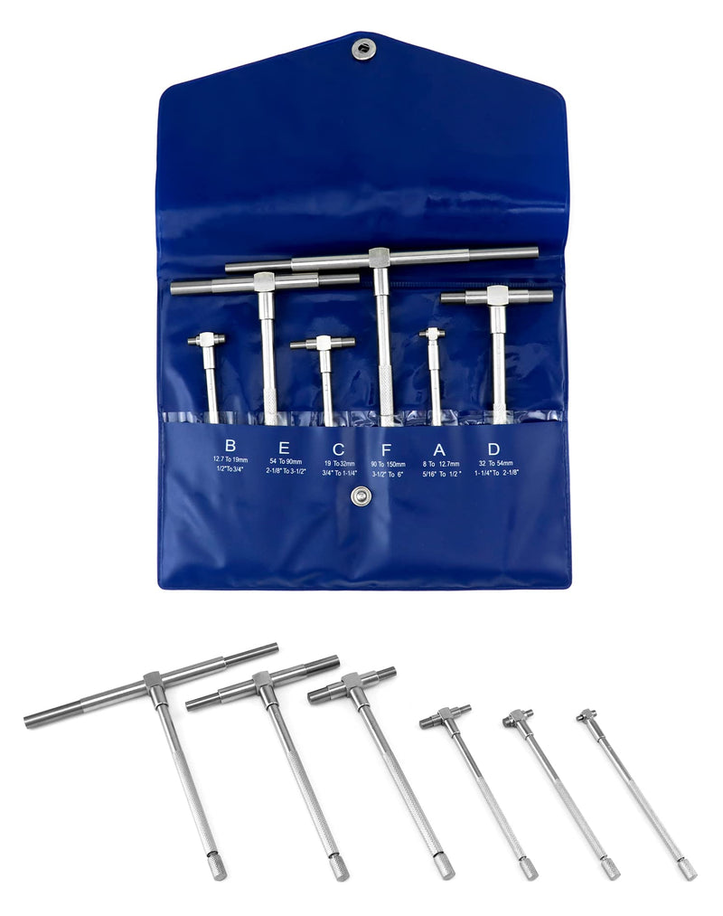 QWORK Telescopic Gauges 8 mm - 150 mm Inner Diameter Adjustable, 6 Pieces/Set