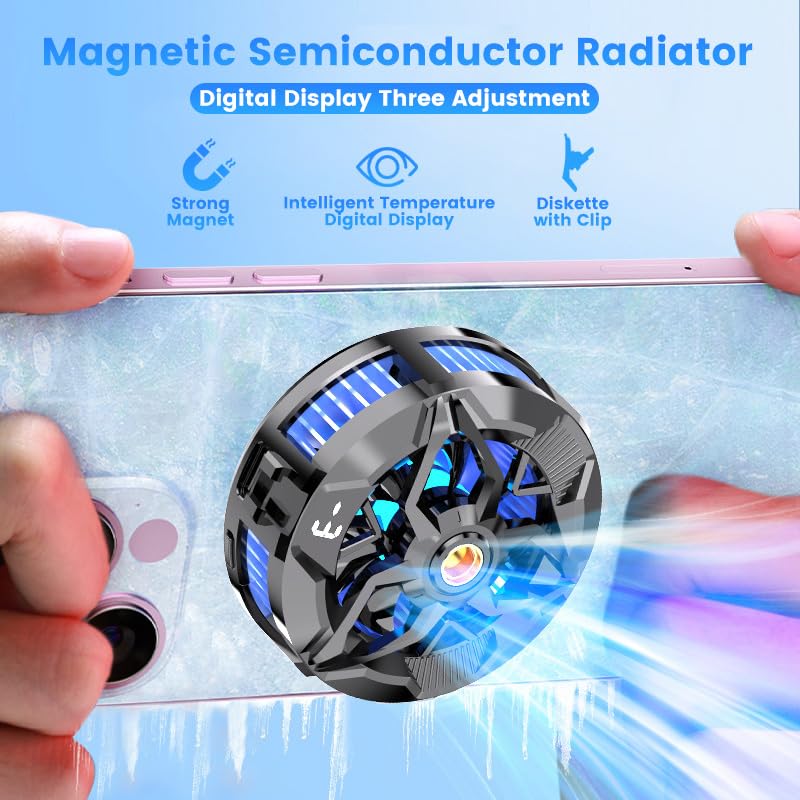 [Australia - AusPower] - Portable Magnetic Phone Cooler, Semiconductor Cooling Fan with RGB Lights, Removable Grip, Ideal for Gaming Phones, PS5, Mobile Gaming, Tiktok Live Streaming & Outdoor Vlogging X103 