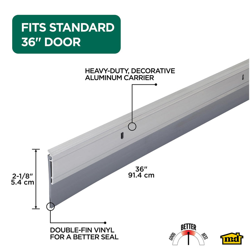 [Australia - AusPower] - M-D Building Products 05389 36 in. Silver Aluminum and Vinyl Heavy-duty Screw-on Door Sweep 36 Inch 