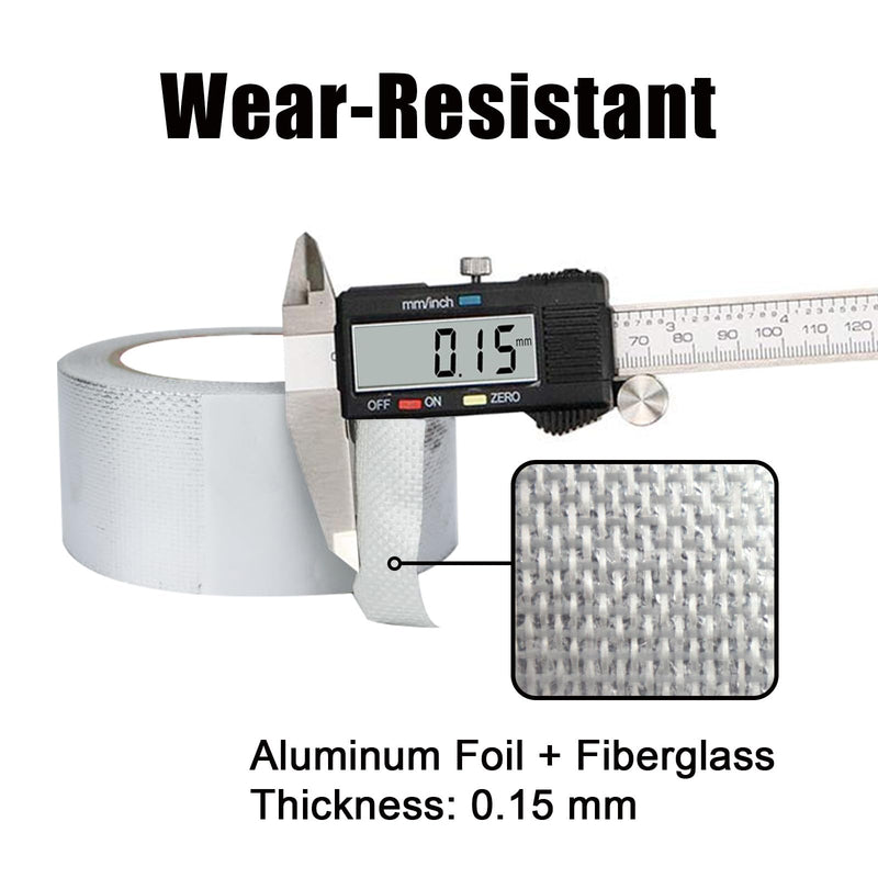 Aluminum Foil Tape 2 inch x 82 ft, Aluminum Fiberglass HVAC Tape, Self-Adhesive Heat Resistant Foil Tape for Ductwork, Dryer Vent, AC, Pipe Sealing & Patching (Silver) 2in x 82ft