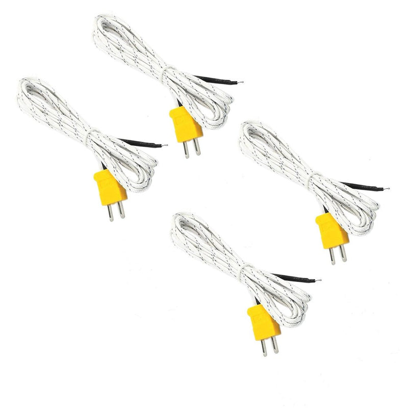 [Australia - AusPower] - 4PCS K Type 0-400C Temperature Sensor Thermocouple Probe Copper Wire 2 Meter 6.5Ft 