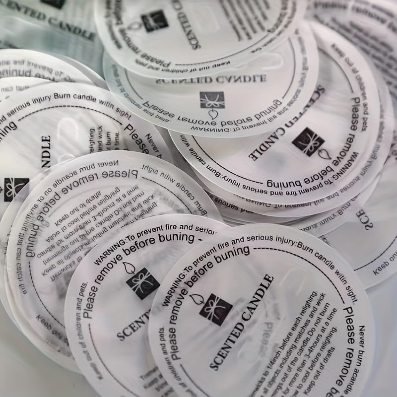 YiJiaXiang Round Scented Candle Warning Safety Stickers, Clear Labels with Candle Care Instructions, Please Remove Before Burning (100, Diameter 5.5cm) Diameter 2.17 inches 100