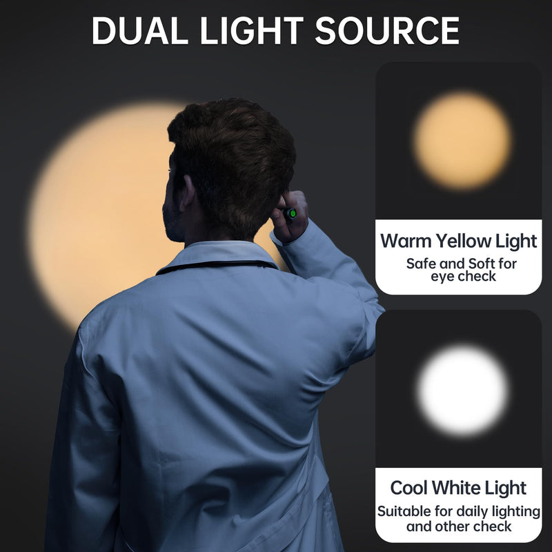 Medical Diagnostic Light, Rechargeable LED Pupil Light with USB Cable, Warm/Cool White & Continuous Dimming, Portable Aluminum Medical Pupil Light with Clip black