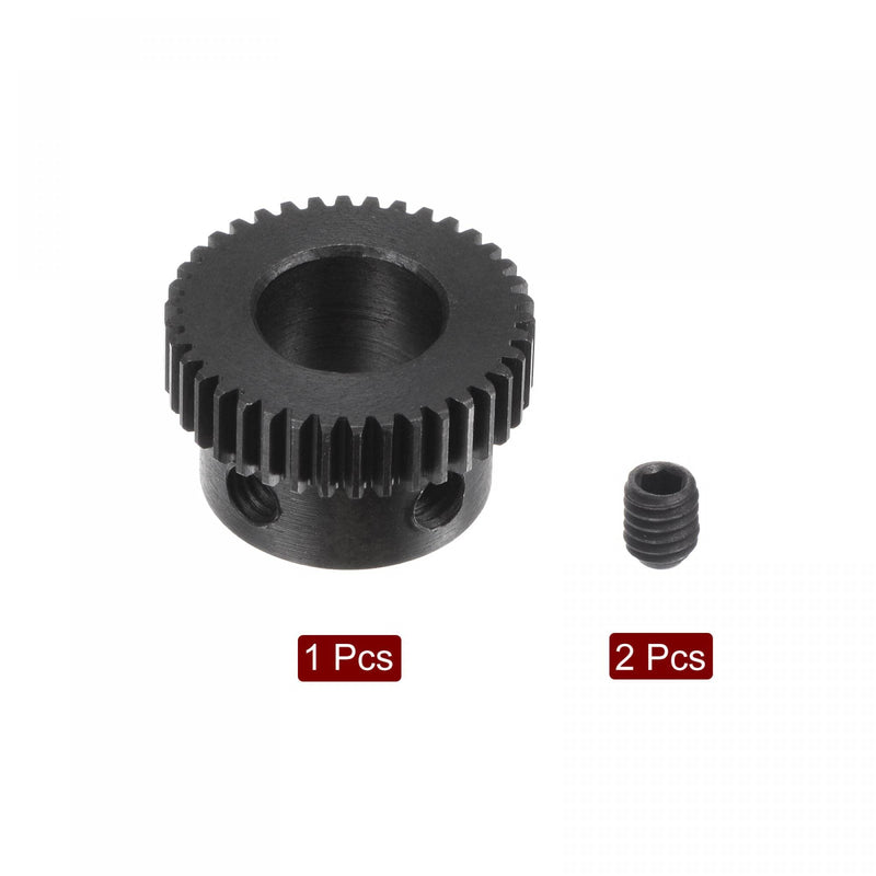 [Australia - AusPower] - uxcell Pinion Gear Set, 45# Carbon Steel Motor Rack Spur Gear with Step Black, 0.5 Mod 38T 10mm Bore 20mm Outer Dia, M4 Set Screws Included 