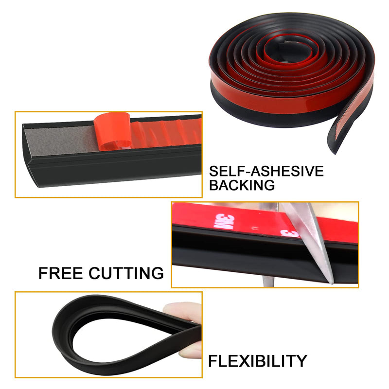 Floor Rubber Transition Strip Self Adhesive Carpet to Tile Transition Strip Edging Trim Strip for Threshold Transitions with a Height Less Than 5 mm/0.2in (Black, 6.56FT) Black