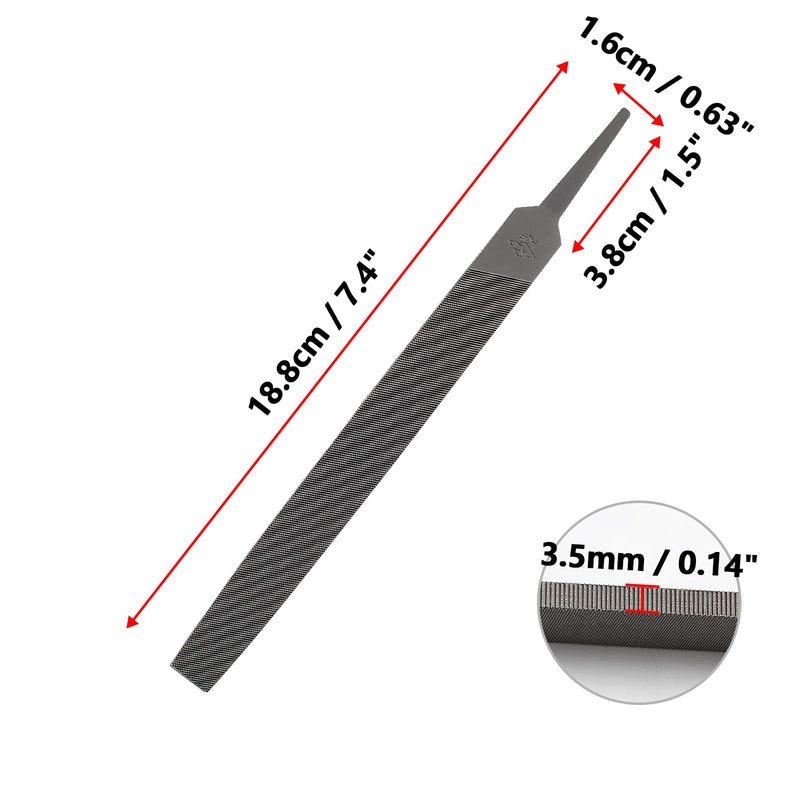 [Australia - AusPower] - Bivethoi 6 Inch Flat Medium Cut File, High-Carbon Steel Double Cut Teeth Single Hand File Without Handle Suitable for Wood, Metal, Sharpening 