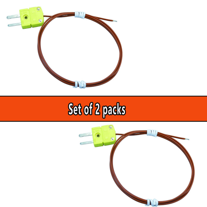 [Australia - AusPower] - K Type Thermocouple Compatible with Fluke 80PK-1 Bead-Thermocouple Probe Temperature Range: 50°F to 750°F Cable Length 40 in 2 Packs 