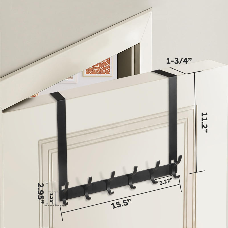 [Australia - AusPower] - Over The Door Hooks,No Nail Over Door Hanger Holder,No Assembly Required Large Over The Door Towel Rack with 12 Hooks, Heavy Duty hooks for Bathroom,Bedroom,Kitchen,Hanging Towels,Coats (Black) 1 Black 