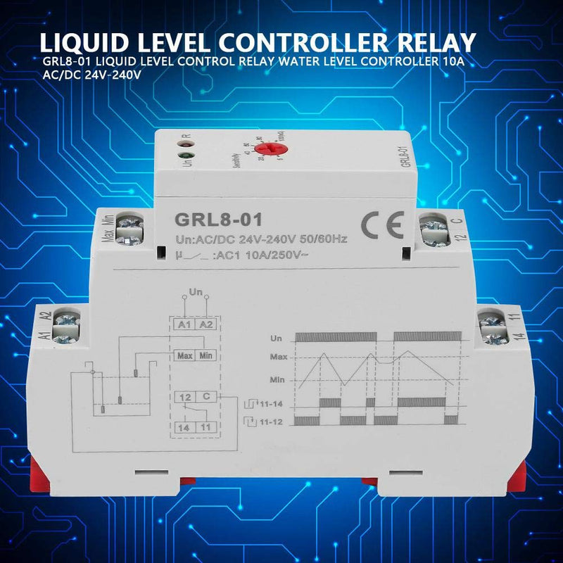 [Australia - AusPower] - Liquid Level Controller,GRL8-01 Liquid Level Control Relay Water Level Controller 10A (AC/DC 24V-240V) 