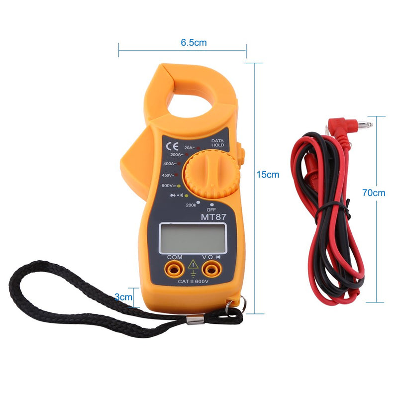 [Australia - AusPower] - MT87 Digital Clamp Meter, 2000 Counts AC/DC Voltage Tester, Measures AC Current 20-400A, Resistance, 1.5V/9V Battery Test (Battery Not Included) 