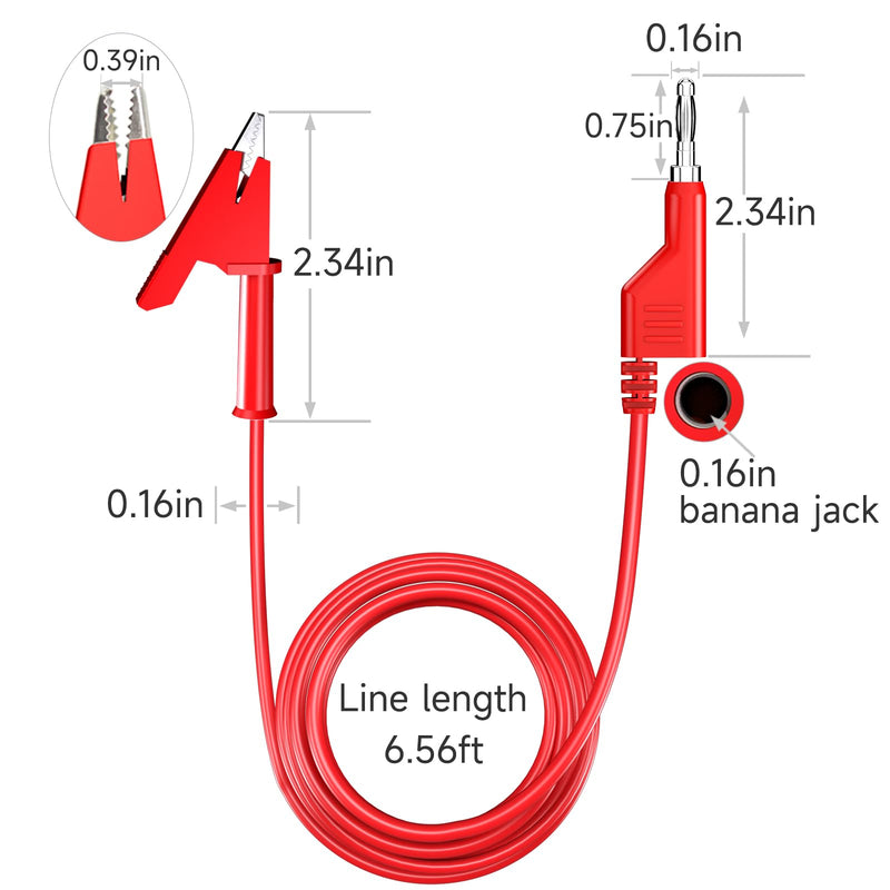 [Australia - AusPower] - Goupchn 5PCS Test Leads 4mm Stackable Banana Plug to Crocodile Alligator Clips Flexible Cable Wire 6.56ft/2m for Multimeter Electrical Testing Five Colors 
