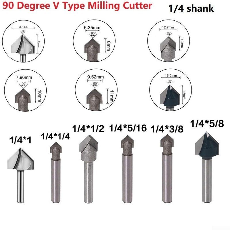 [Australia - AusPower] - Precision Cutting with 90 Degree V Groove Router Bit Set, Acrylic, MDF, PVC Materials (1) 1 