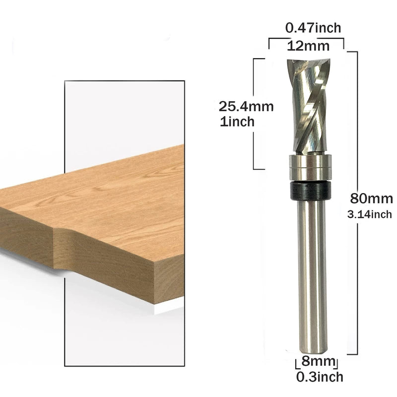[Australia - AusPower] - Sinoprotools Spiral Cutter 8 mm Shaft Upcut, Solid Carbide Milling Cutter 25.4 mm Cutting Length, Flush Profile Cutter for Wood Edges Flush for Milling or Copying Bündigfräser 8x25.4mm 