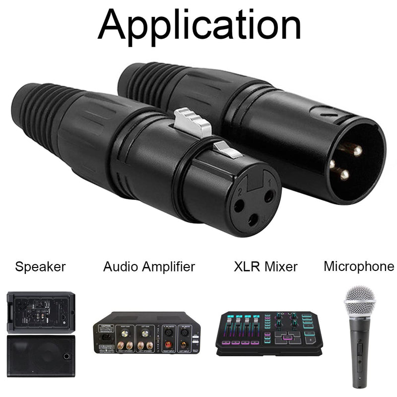 XLR Male 3 Pin Adapter Microphone Cable XLR Solder Connector 5 Male and 5 Female XLR Microphone Connectors Pack of 10
