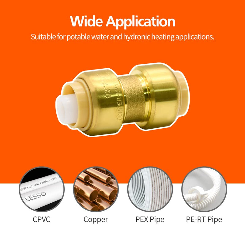 [Australia - AusPower] - 2/6/12 Pack Push-to-Connect Plumbing Fittings, 1/2" Pushfit Straight Fittings with Disconnect Clip for Copper, PEX, CPVC Pipe (1/2" Straight, 2) 2pcs 1/2" Straight 