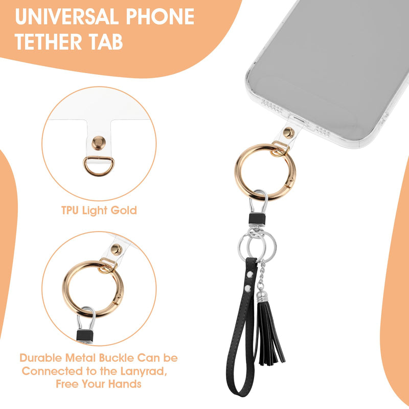 [Australia - AusPower] - 6Pcs Phone Lanyard Patch Pad with 6 Metal Spring Rings, Universal Phone Tether Tab Phone Strap Connector Multifunctional Mobile Phone Lanyard Patch for Most Cell Phones Cases(Gold) Gold 