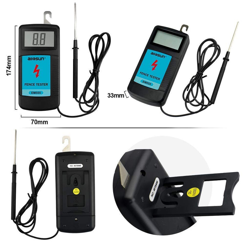 [Australia - AusPower] - ALLOSUN Electric Fence Tester Fault Finder Digital Electric Fence Voltage Tester (EM555+GK503B) 