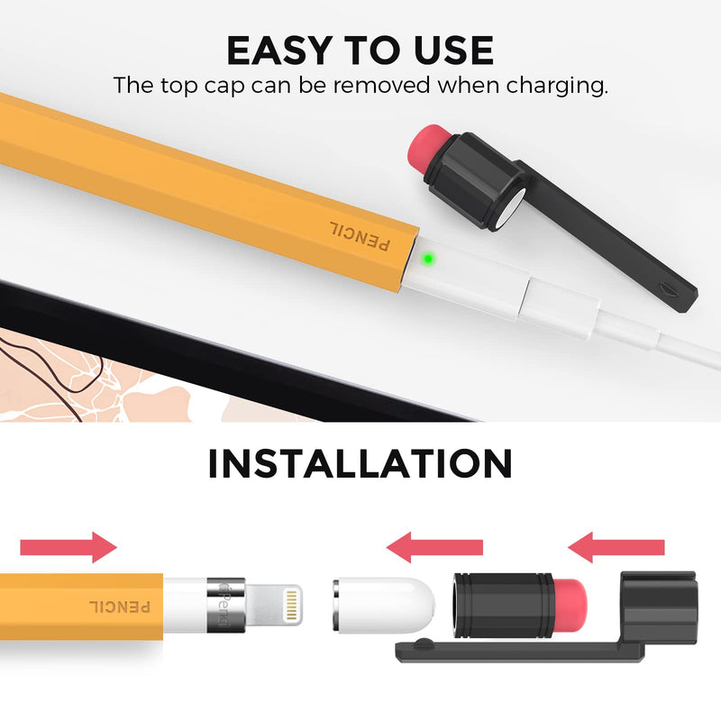 [Australia - AusPower] - iPencil Case Sleeve Silicone Protective Cover Perfect Grip Skin Classic Design with Sturdy Clip Compatible with Apple Pencil 1st Generation (Yellow) Yellow 