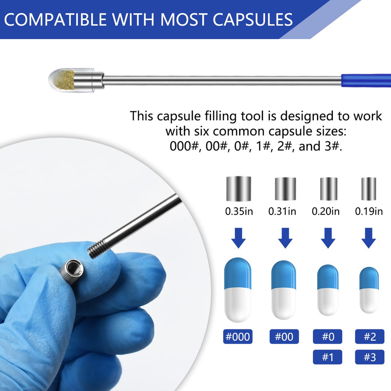 [Australia - AusPower] - Artcome 12 PCS Versatile Capsule Filling Tool Kit for Pill Filler - Lab Scoops, Powder Pan, Herb Tamper and Capsule Holder - Ideal Tools for Medication and Supplements - Capsule Sizes 000 00 0 1 2 3 