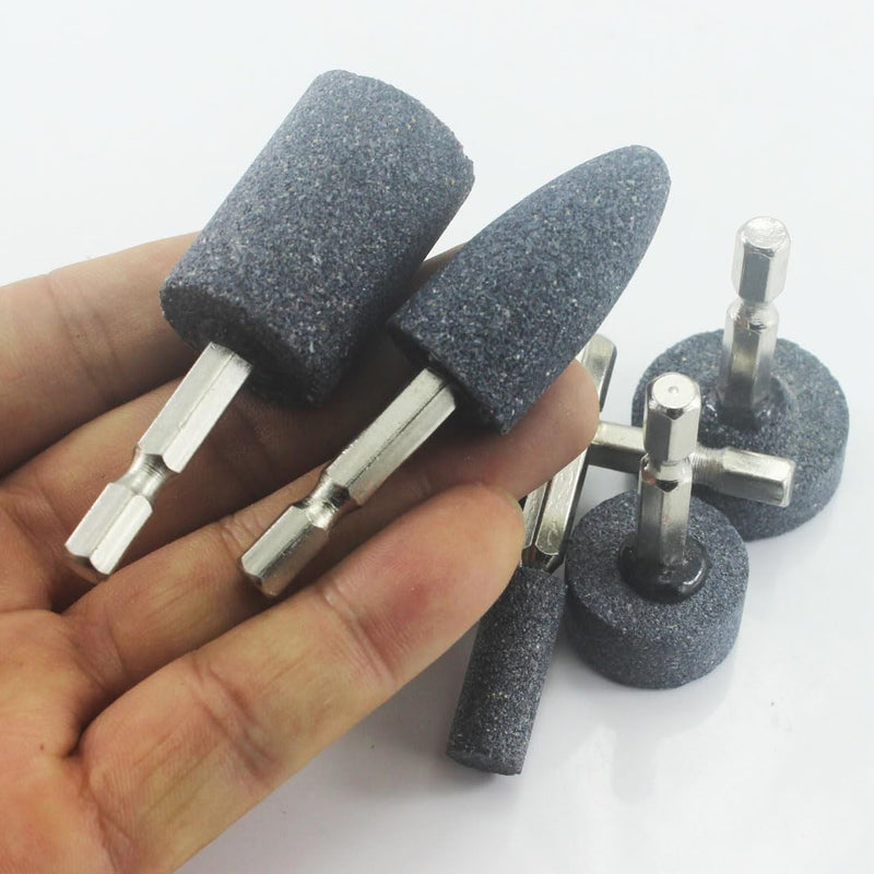 [Australia - AusPower] - Luo ke 6 Pcs Rotary Grinding Stone, 1/4'' Hex Shank Abrasive Stone Mounted Grinding Point for Rotary Tool Drill 