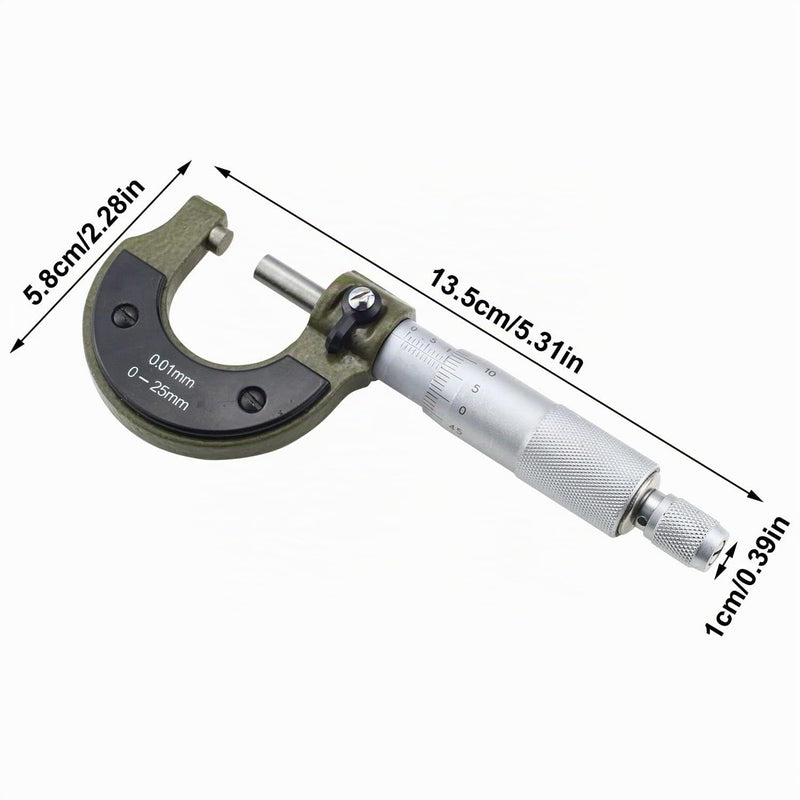 Bügelmessschraube 0-25 mm Mikrometerschraube 0.01mm Auflösung Mikrometer Auflösung Mikrometer Metrischer Bügelmessschraube Messschraube