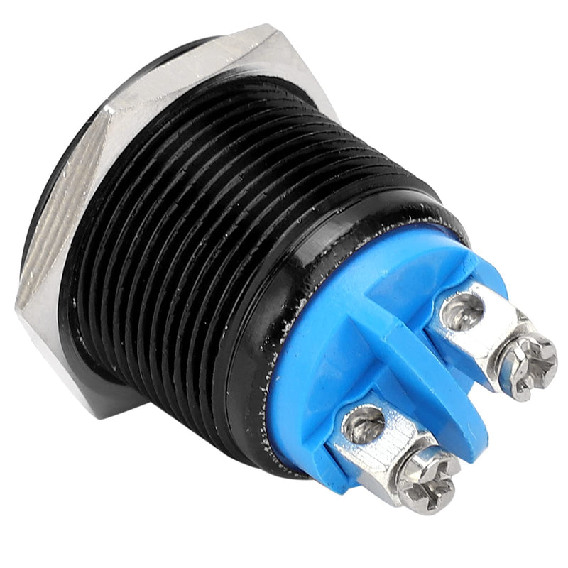 [Australia - AusPower] - Metal Push Button Switch, Metal Push Button Switch, Metal Push Button, Flat Head, Normally Open Button, Full Oxidation, Self-Resetting Jog Screw,, black 