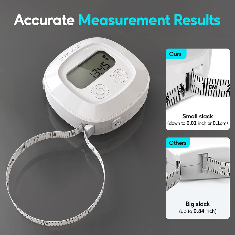 [Australia - AusPower] - arboleaf Digital Body Measuring Tape, 60in Body Tape Measure, Bluetooth Measuring Tape for Body Measurements, Body Fat Measurement Device for Weight Loss, Locking, Retractable 