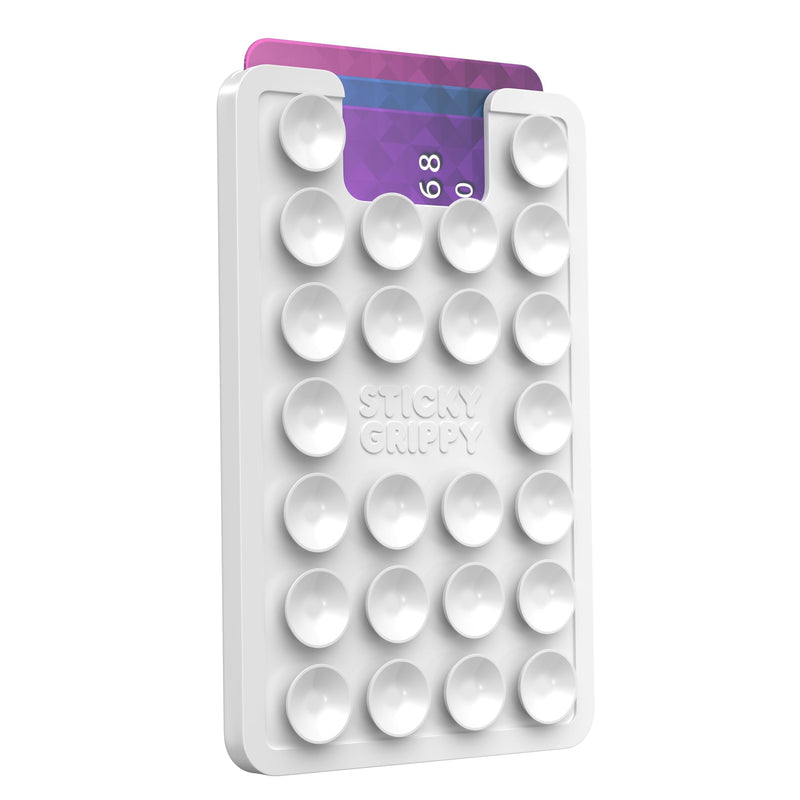 [Australia - AusPower] - Suction Phone Card Holder Mount, Phone Wallet, Silicon Adhesive Phone Accessory for iPhone and Android, Hands-Free Mirror Shower Phone Holder, TikTok Videos and Selfies (White) White 