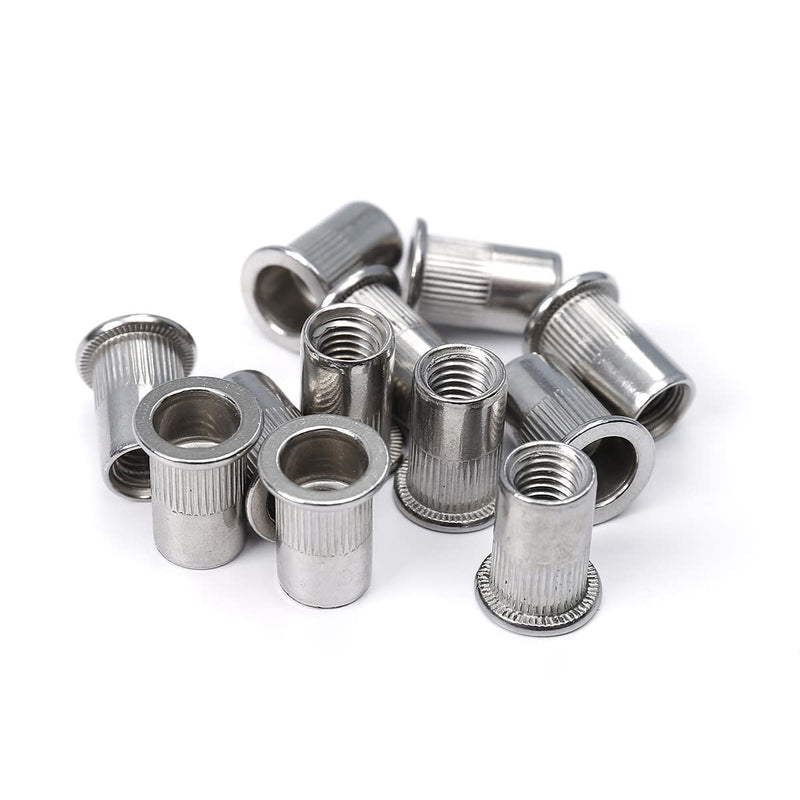 [Australia - AusPower] - Stainless Steel 1/4-20 Rivet Nuts and Bolts 3/4" Button Head Socket Cap Screws 1/4-20 Flat Washers Rivnut Threaded Nutsert 30-Set with 3/4" Bolts 