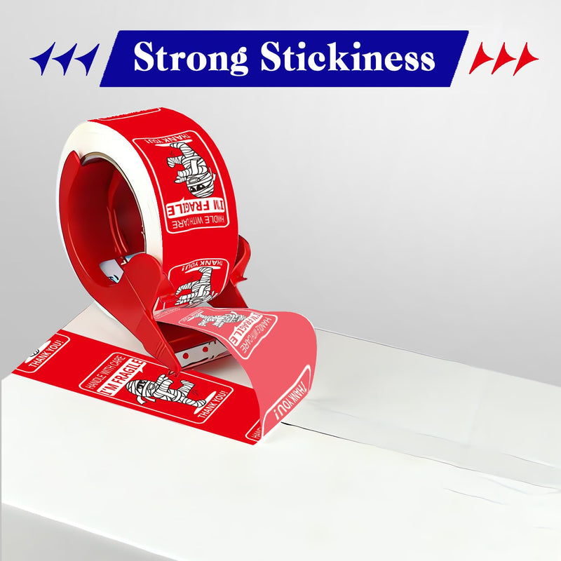 Fragile Tape for Safe Moving and Shipping,Cute Design and Free Dispenser | 1.78 Inch Width x 60 Yards, Durable Packaging Tape for Boxes, Ideal for Mailing and Storage mummy