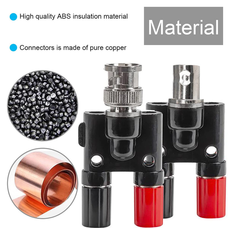 BNC Male to 4 mm Banana Socket Oscilloscope Adapter, 2 Pieces Oscilloscope BNC Male to Dual 4 mm Banana Female, 2 Pieces BNC Female to Dual 4 mm Banana Socket
