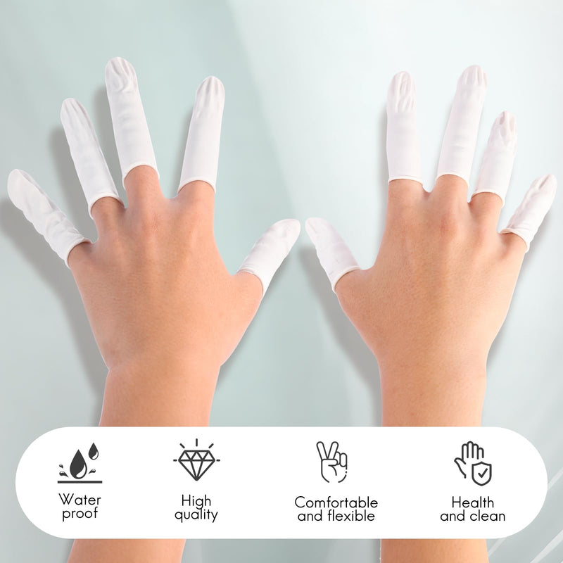 [Australia - AusPower] - White Latex Finger Cots Finger Protectors, Disposable Medium-sized Finger Gloves, Fingertip and Finger Sleeve Protector,Latex Thumb Protector for Finger Tips (Approx.210 PCS) 