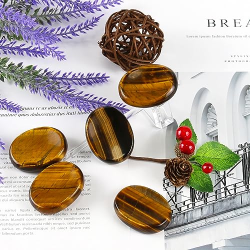 Tigers Eye Crystals Rock Worry Stones for Kids, Oval Palm Stone(1PCS) Tigers Eye