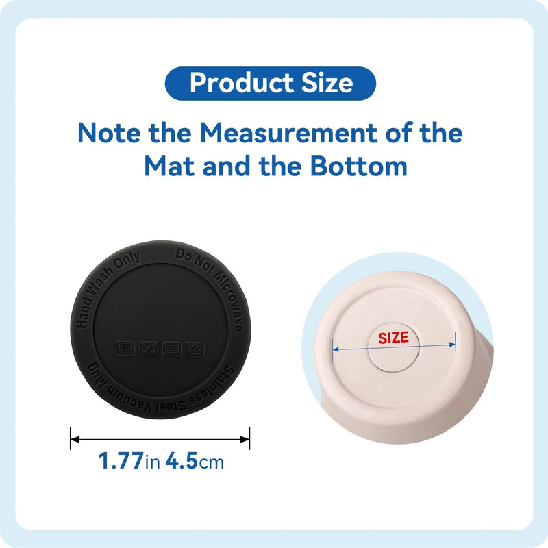 Silicone Bottom Protector for the Bottom of Mugs and Other Containers with a Bottom Diameter of 1.77" 45 mm,Multi-Use Non-Slip Mat (6 Pack) Black 45mm