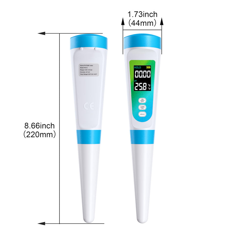 [Australia - AusPower] - Food pH Meter for Semi-Solid & Liquid Foods, Food-Contact-Safe Housing, ±0.01 Accuracy, ATC, Waterproof, Color LCD, 3 Calibration Solutions Included 