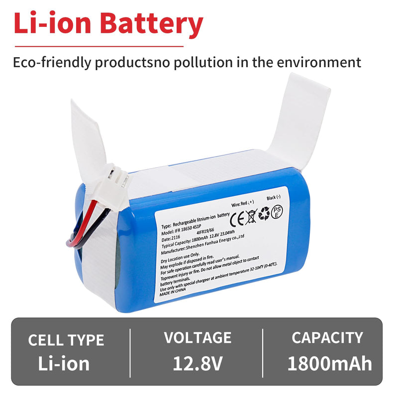 [Australia - AusPower] - Replacement Battery for Lefant M210 M210B M210P M213 M213S Robot Vacuum Cleaner 1800mAh 12.8V 