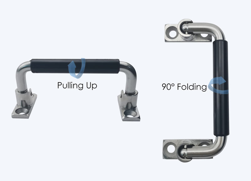 [Australia - AusPower] - 304 Stainless Steel Folding Pulls Cabinet Handle 90 Degrees Folding Pull Handle with Rubber and Bright Polishing,4'' Hole Center 4'' Hole Center with Rubber 