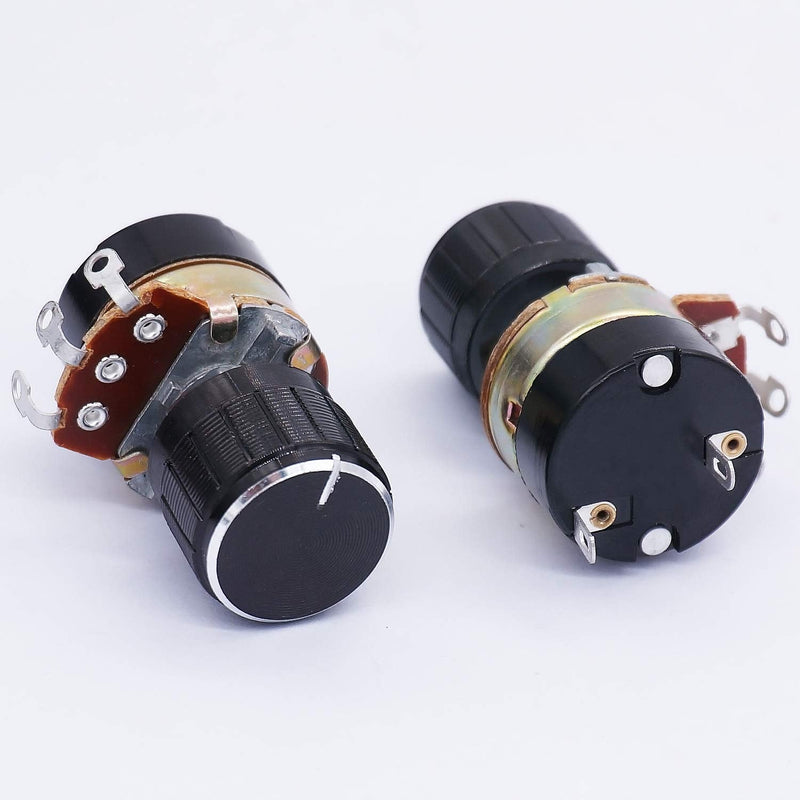 [Australia - AusPower] - TWTADE / 2Pcs 250K Ohm Single Linear Taper Potentiometers with on/off Switch + 2pcs black Aluminum alloy knob 