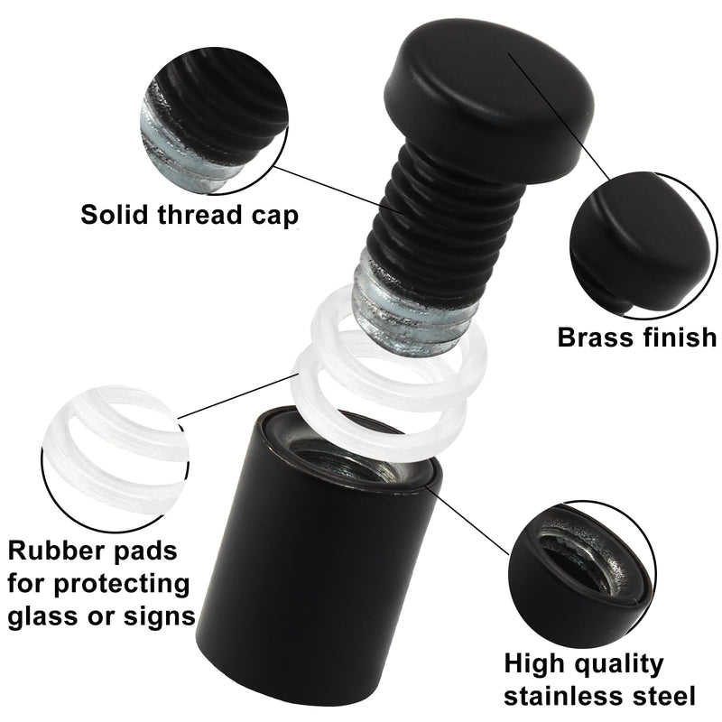 [Australia - AusPower] - 1/2" x 3/4" Sign Standoff Screws 24 Pcs Wall Standoff Mounts, Acrylic Standoff Screws Glass Standoff Acrylic Wall Mount Hardware Kit for Glass Acrylic Signs Boards, Black 1/2" x 3/4",24 Pcs 