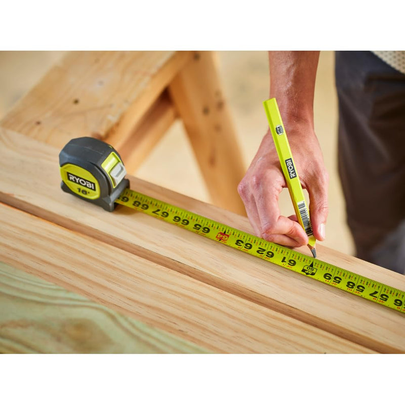 RYOBI 16' Compact Tape Measure 13 FT Reach, GREEN