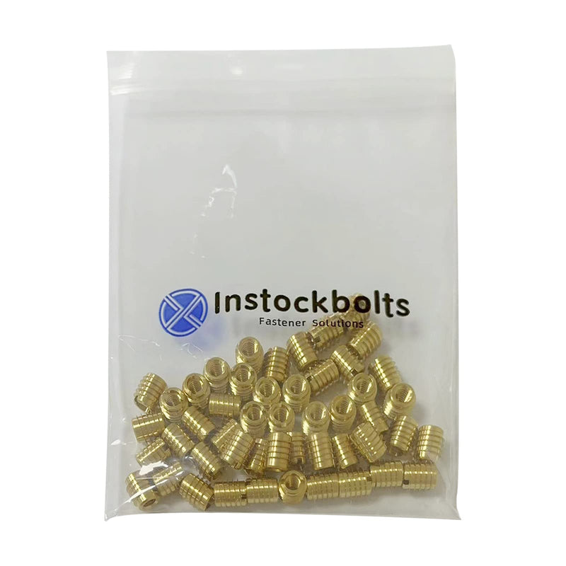 [Australia - AusPower] - 1/4"-20 Threaded Insert for Hard-Wood, Brass Knife Thread Inserts, 1/4"-20 Internal Threads, 0.5" Length, Pack of 25 