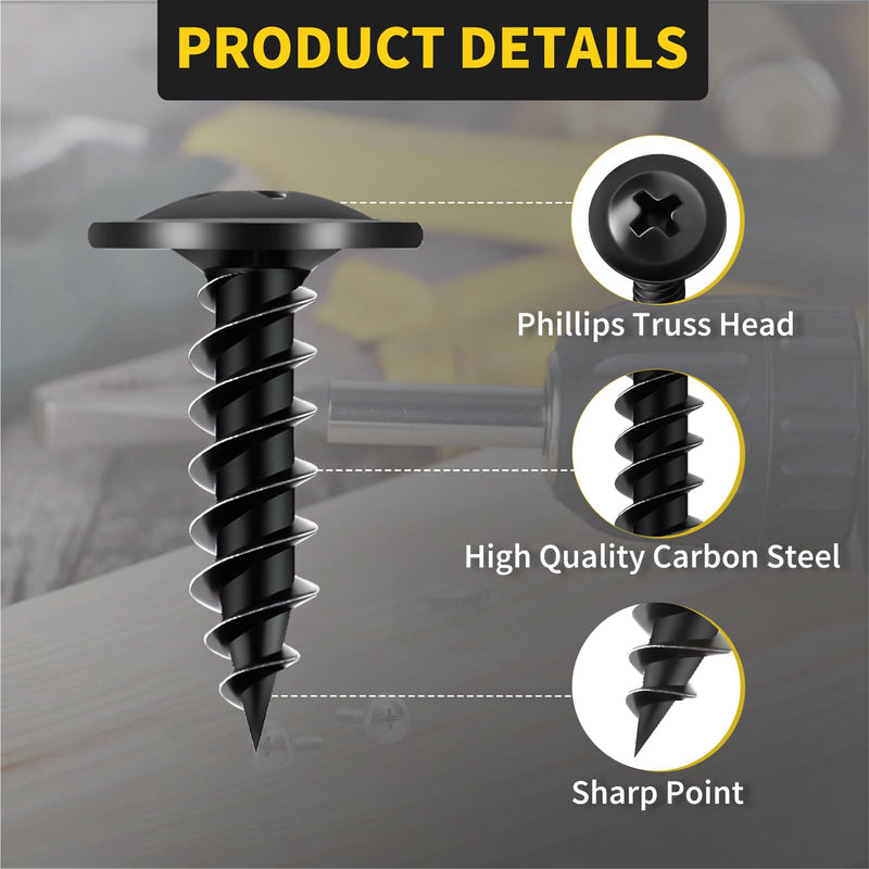 [Australia - AusPower] - Wood Screws 3/4 Inch, 125 PCS FIXLINK Premium Phillips Truss Head Black Wood Screws, Self Tapping Electrophoresis Modified Fast Truss Head Wood Screw Used in Indoor Furniture, Woodworking (#8 x 3/4") #8 x 3/4" 
