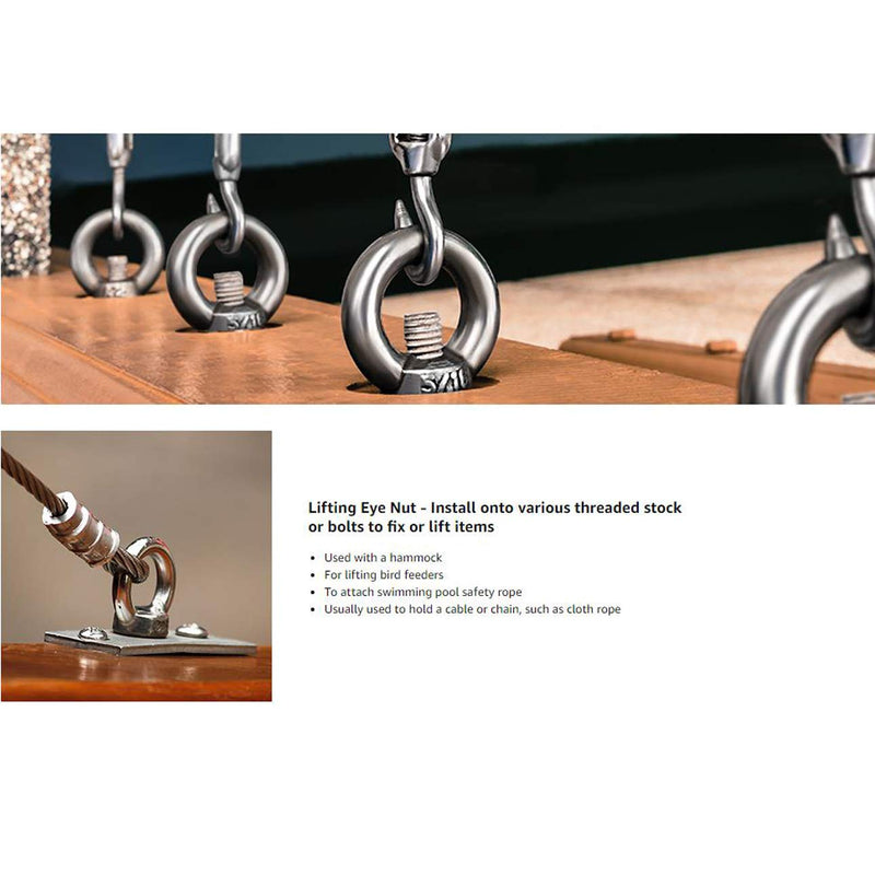 [Australia - AusPower] - Lifting Eye Nut M8-1.25mm Pitch Female Thread 304 Stainless Steel Round Shape for Rope Fitting Pack of 5 M8,5-Pack 
