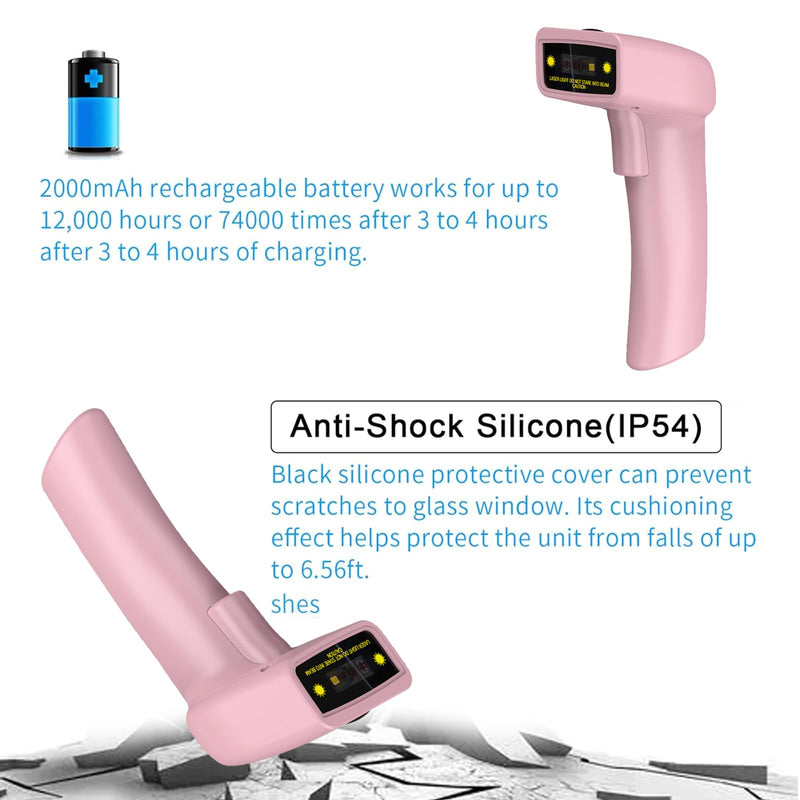 USB Wireless Barcode Scanner,Symcode Handheld Laser 1D Bar Code Reader Scanner (2.4GHz Wireless & USB2.0 Wired) Rechargeable Cordless 1D Barcode Scanner 1D Wireless Scanner Pink