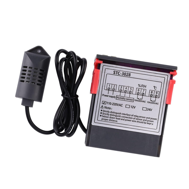 [Australia - AusPower] - STC-3028 Digital Temperature Control, Digital Display Temperature and Humidity Controller with Integrated Sensor, Meter Microcomputer Temperature Control (110-220VAC) 