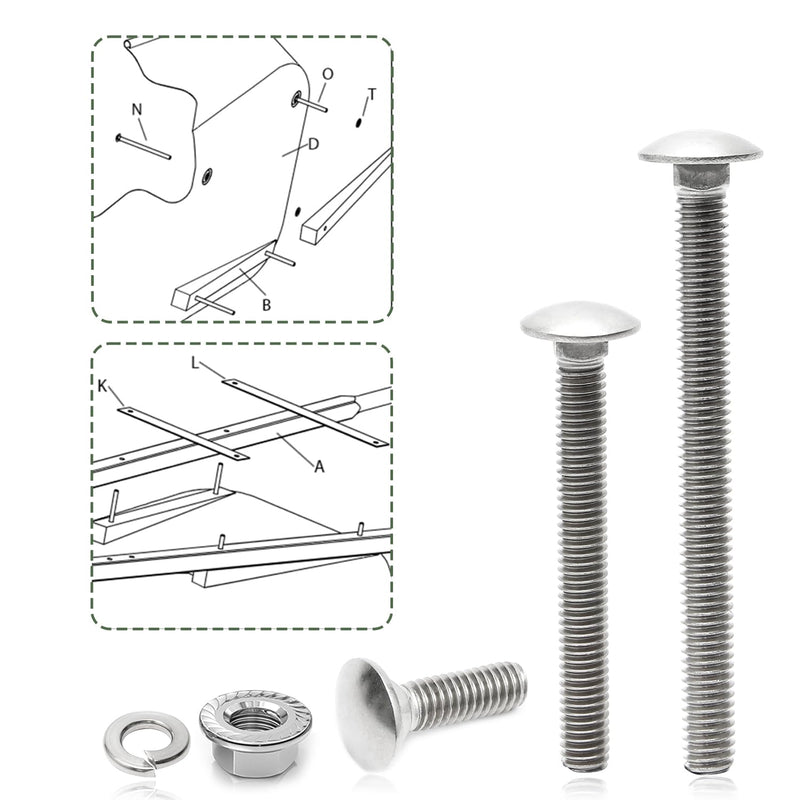 [Australia - AusPower] - 5/16-18 Carriage Bolts Set 40pcs Wheelbarrow Handles Replacement Kit 304 Stainless Steel Nut and Bolt Set Assortment Kit Compatible for Jackson Wheelbarrow Rebuild, Furniture Repair, Wood Joining 