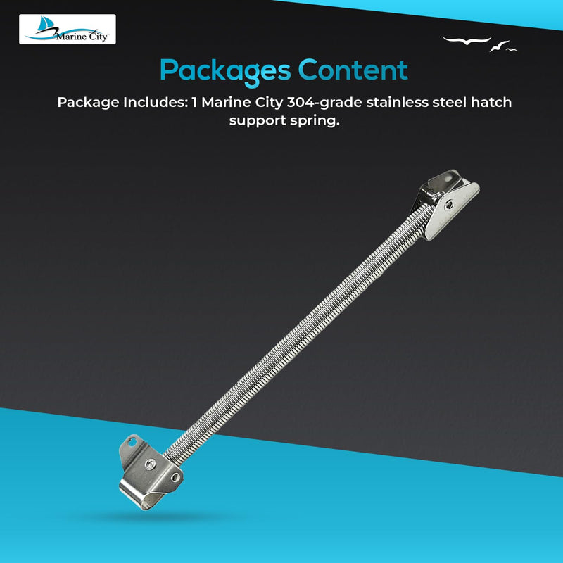 MARINE CITY Stainless Steel Strong & Sturdy Gloss Polished Finish Hatch Spring Adjuster with U-Bolt and L-Shape Plate for Lighter Door Cabinet Doors Window Hatches 8-7/16 Inch