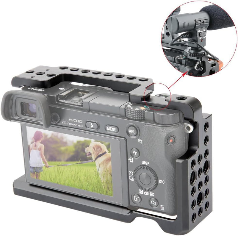 NICEYRIG Cage Kit for Sony Alpha A6300 /A6400/ A6100/A6000, with Wooden Handgrip - 109