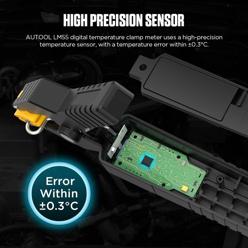 [Australia - AusPower] - HVAC Digital Thermometer LM55 Digital Temp Clamp HVAC Thermometer High Precision Sensor Real-Time Temp Measurement for Heating&Cooling Systems -50°C~260°C Store 8 Waveform Data, Ajustable Brightness 